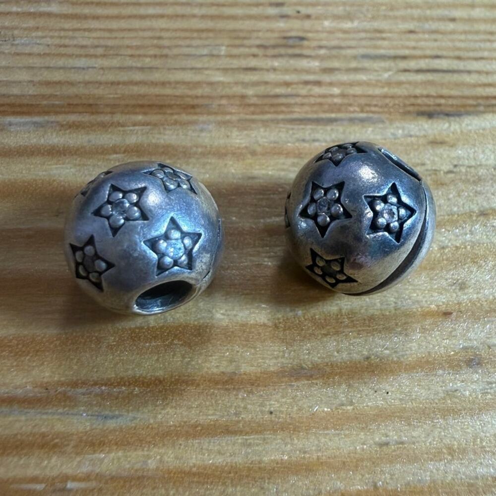 Pandora 791058CZ Starry Night Twinkle Star Clip Charms S925 ALE Pair Retired